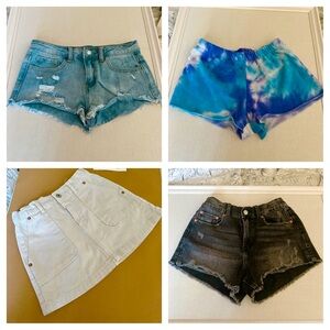 Girls 11 - 12 bundle Zara shorts skirt Forever 21 black blue beige denim jean